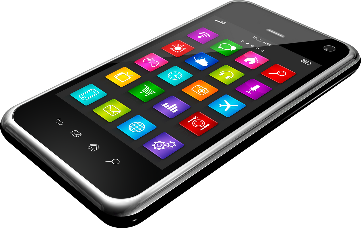 Mobile Phone with Apps Icons Interface